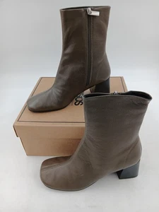 Asos Design halbhohe Damenstiefel drehbar Leder Größe 8 oliv-khaki Blockabsatz - Bild 1 von 10