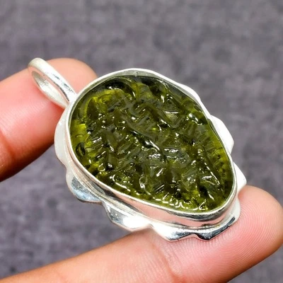 Ювелирный кулон из серебра 925 пробы с молдавитом кварцем 1,89 дюйма n066 - Изображение 1 из 3