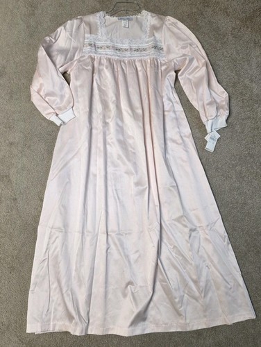 Camicia da notte lunga Christian Dior taglia S pizzo ricamato accento raso rosa nuova con etichette