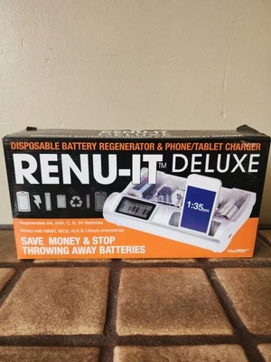 Viatek Renu-It Deluxe Battery Regenerator W/Phone Charger & Tablet Stand Silver - Image 1 of 4