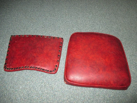Mid Century Dutchess Red Mod Flower Vinyl Seat/Back Replacement Dining Chair Cover
