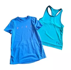 Nike/Under Armour Tennis Running Athletic Tops Shirts Girl's Size M (Lot of 2) - Picture 1 of 6