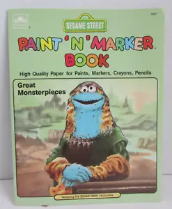 VINTAGE 1989 Sesame Street Paint 'n' Marker Great Monsterpieces Coloring Book - Imagen 1 de 2