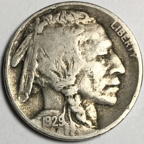 1929-S Buffalo Nickel - Fine (F) Full Date Partial Horn KM#134 - 3909 Cover