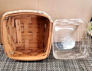 Vintage 1992 Square Longerberger Basket W/Plastic Liner MADE IN USA 6.5”x6.5”x3” - Picture 1 of 5