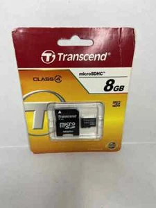 Transcend 8GB Class 4 MicroSDHC Memory Card & SD Adapter - Picture 1 of 1