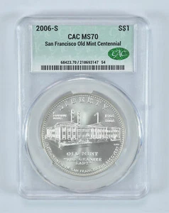 2006-S San Francisco Old Mint Commemorative Silver Dollar MS70 CAC - Picture 1 of 5