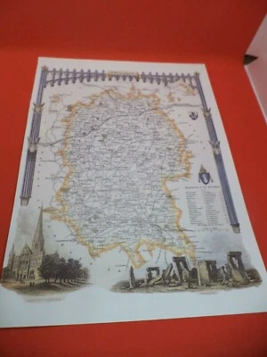 WILTSHIRE new art print repro ANTIQUE COUNTY MAP thomas moule 1800s VICTORIAN - Image 1 of 2