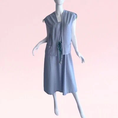 Conjunto de chaqueta superpuesta de vestido con cuentas de encaje pastel ganchillo Louis Feraud años 70 de colección M Foto 1 de 4