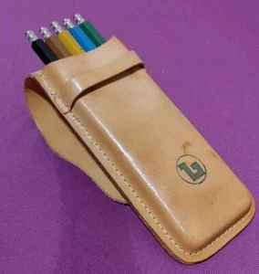 DDR 5tlg. FALLBLEISTIFT SET COLORAMA mit Farbmine im Leder Etui BAUKEMA Leipzig - Bild 1 von 6