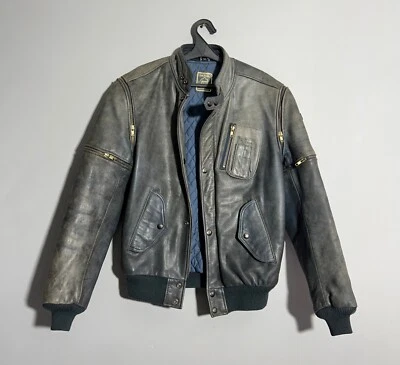 Vintage 90s Hein Gericke Genuine Leather Biker Bomber Zipper Racing Jacket - Image 1 of 4