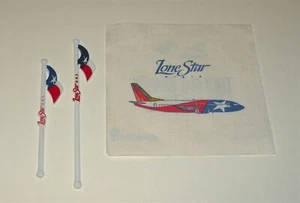 SOUTHWEST AIRLINES LONE STAR 1 COCKTAIL NAPKIN 2 SWIZZLE STICKS lot of 3 - Picture 1 of 2
