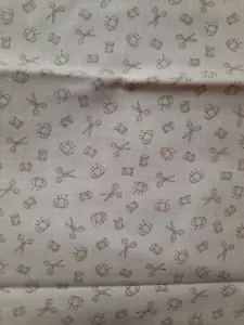Cranston Fabric VIP Print 44" X 37" Cotton Sewing Supplies Print Beige Tan - Picture 1 of 5