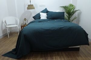 Washed Linen Duvet Cover in Sea Blue Soft And Comfortable Bedding For Queen King