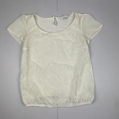 Blusa de manga corta John Rocha Top 8 blanca floral para mujer - Imagen 1 de 4