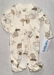 CARTERS sleeper cream/tan farm motif size PREEMIE - Picture 1 of 1