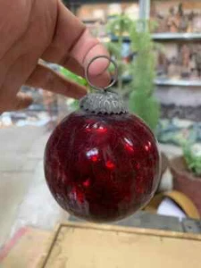 Vintage Round Shape Red Glass Ball Christmas Decorative Hanging Ornament Kugel - Picture 1 of 6