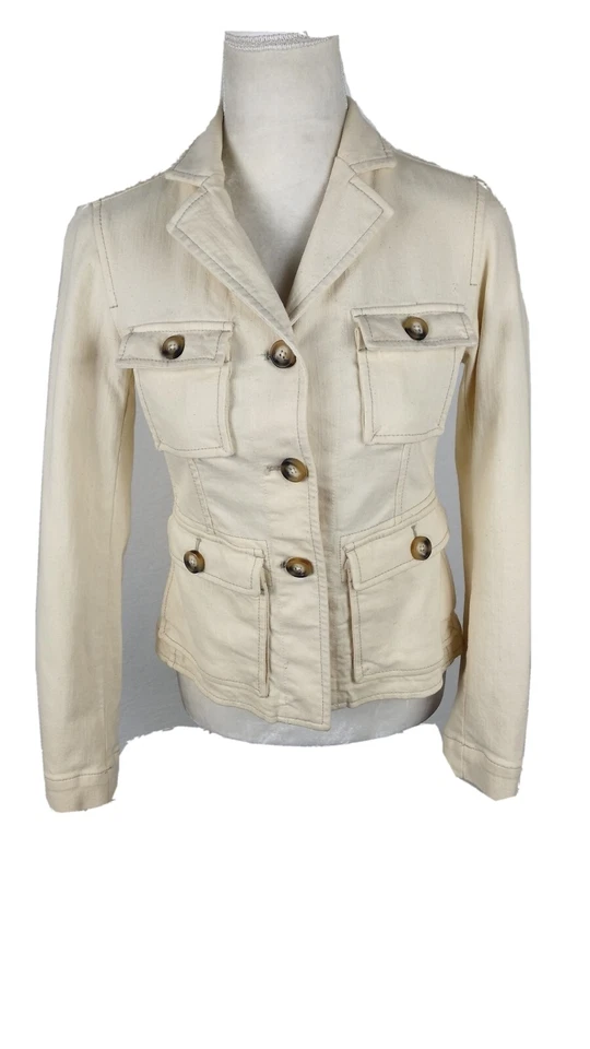 Gap Wms 2 Cream Color Denim Jacket S23 - Image 1 of 4