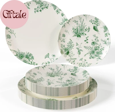 Juego de platos desechables de plástico de 80 piezas para 40 invitados I plato de postre de 40 X 8 pulgadas Foto 1 de 4