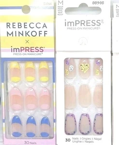 Kiss Impress Press On Nails Medium Length, 2-30, Bright Sky, Le French Pop Neu - Bild 1 von 1