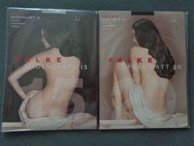 2x extrem hauchzarte Falke Seidenglatt 15 + Pure matt 15+20, Gr.S, silber+braun - Bild 1 von 4