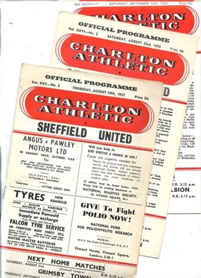 3  Charlton Athletic home programmes v Sheffield United 1957/8, 1958/9, 1959/60 - Image 1 of 4