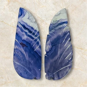 Coppia di Cabochon per Intaglio in Fluorite – 62 Carati Multicolore Pietre Preziose 40x16x4mm - Foto 1 di 2