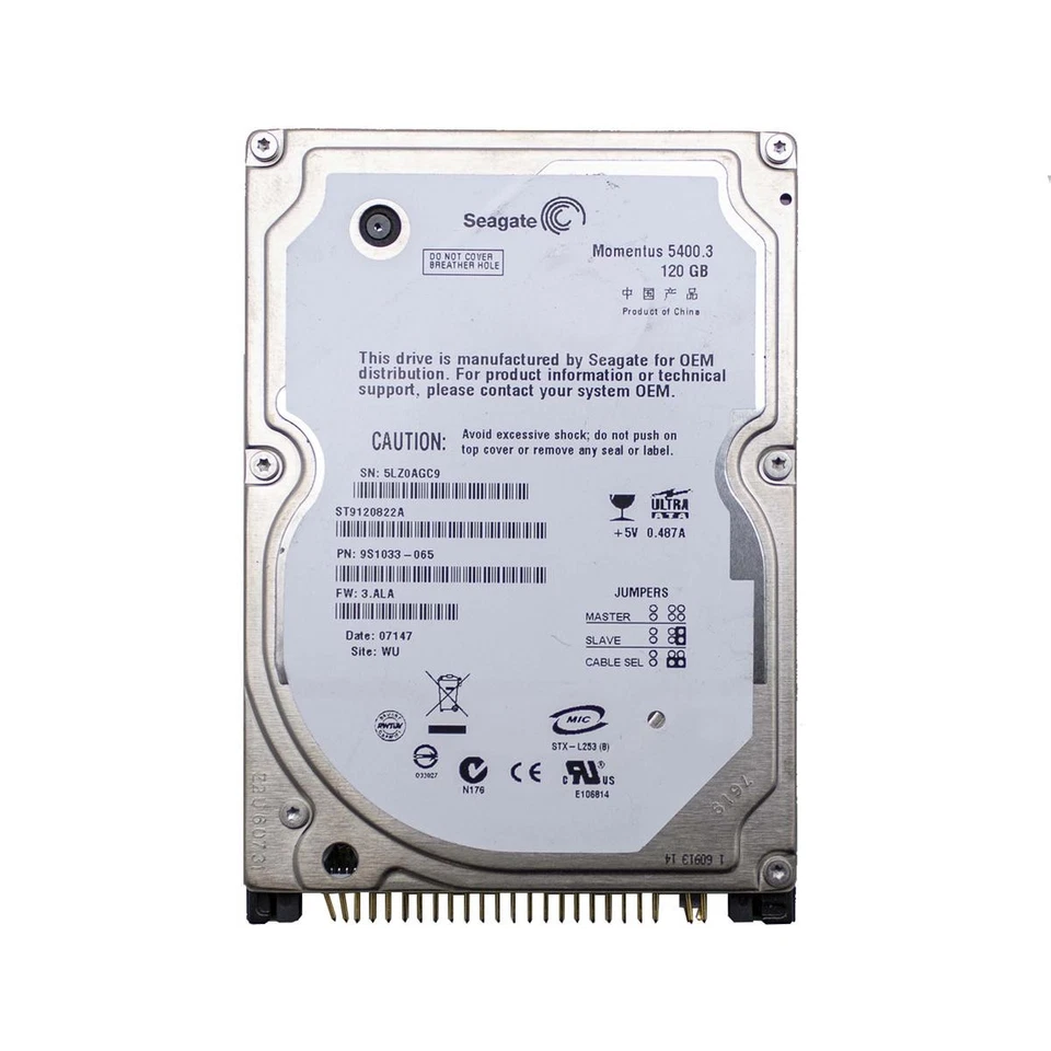 Hard Disk HDD Drive Ide Pata 2,5 " 120GB Computer Portable Eide Notebook Laptop - Image 1 of 3