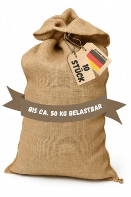 10 stk Jutesack Naturfaser ca.110cm x 60cm bis 50kg Kartoffelsack Sackhüpfen etc - Bild 1 von 4