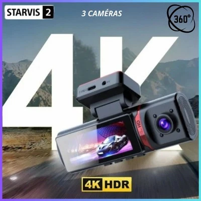 Dashcam 4K HDR – Triple Caméra 360°| Capteur Sony IMX335 | Vision Nocturne ! - Photo 1/4