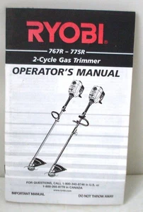 Ryobi Operator’s Manual 767R - 775R 2-Cycle Gas Trimmer Weed Eater 1990s - Picture 1 of 2