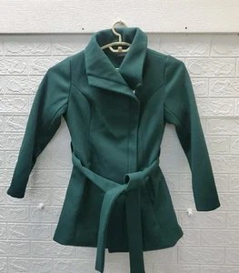 New 41Hawthorn Cassandra Moto Full Zip Coat W/Belt Green Size Small - Picture 1 of 6