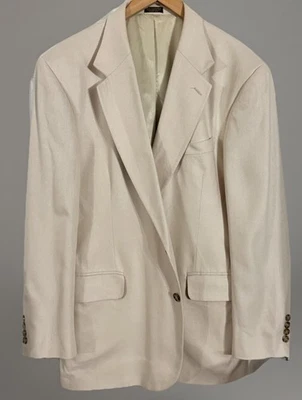 Chaqueta Blazer Abrigo Deportivo Oscar De La Renta Para Hombre 100% Seda Beige Talla 46R Viaje Foto 1 de 4