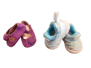 Lot Nike Dynamo Free Print TD teal Blue Star Sneakers Purple Aadi Mary Jane Sz 2 - Picture 1 of 9
