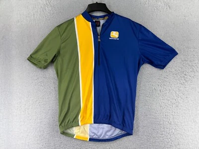 Giordana Cycling Jersey Adult Medium Blue Yellow 1/2 Zip Short Sleeve Cotton - Image 1 of 4