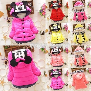 Toddler Baby Kid Girls Minnie Mouse Coat Winter Warm Parka Jacket Hooded Outwear - Picture 1 of 15
