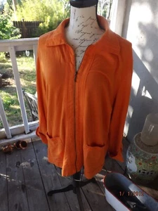 Chico's Zenergy, Naranja Algodón/Modal Manga Larga Roll-Tab Lt. Wt. Chaqueta, talla 3 - Imagen 1 de 4