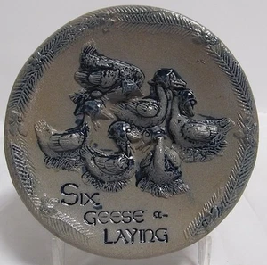 ROWE Pottery Salt Glazed ~SIX GEESE A LAYING~ Plate - Picture 1 of 1