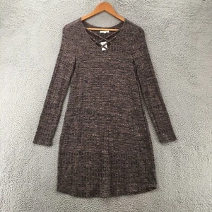 Maurices Criss Cross Front Dress Womens Small Black Heather Pink Long Sleeve NEW - Picture 1 of 11