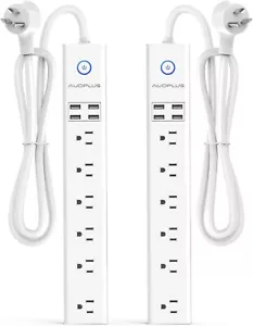 10FT Surge Protector Power Strip with 6 Outlets & 4 USB Ports for Home & Office - Picture 1 of 10