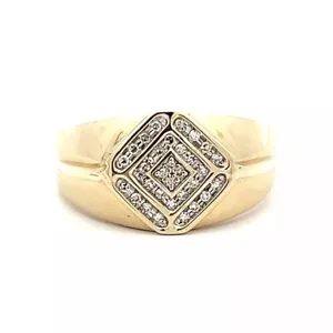 9Ct Yellow Gold 0.15 Carat TW Diamond Men's Ring - Picture 1 of 10