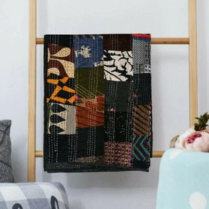 Bohemian Kantha Quilt Indian Handmade Quilt Throw Blanket Cotton Patchwork Quilt - Picture 1 of 13