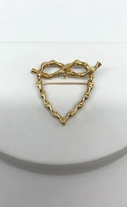 Tiffany 18k yellow gold Brooch Bamboo Knot Heart Vintage 8.2 g Custom? - Picture 1 of 8