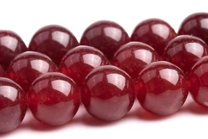 Cuentas sueltas redondas de piedras preciosas de grado AA de jade rojo profundo de 10 mm - Imagen 1 de 4