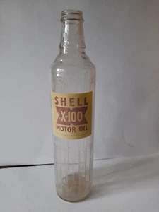 Shell X100 quart oil bottle. Esso. Mobil. Shell. BP. empty shell bottle - Picture 1 of 2