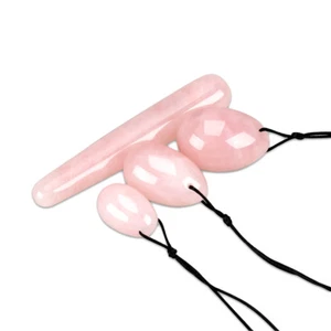 3pcs Yoni egg & 1pc 110mm Massage stick,natural rose quartz Crystal carving tool - Picture 1 of 11