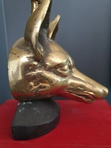 Antique Brass Traditional Fox Door Stop Cast Iron Base 18" High Solid Heavy - Picture 1 of 20