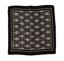 DOLCE & GABBANA Scarf Black Patterned Square Men Handkerchief 32cmx32cm