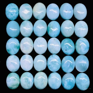 30 Pcs Natural Larimar 10x8mm Oval Loose Cabochon Untreated Stones Wholesale Lot - Picture 1 of 13