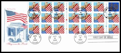 1995 Flag over Porch full booklet of 20 Sc 2020a Artmaster premium cachet - Image 1 of 2